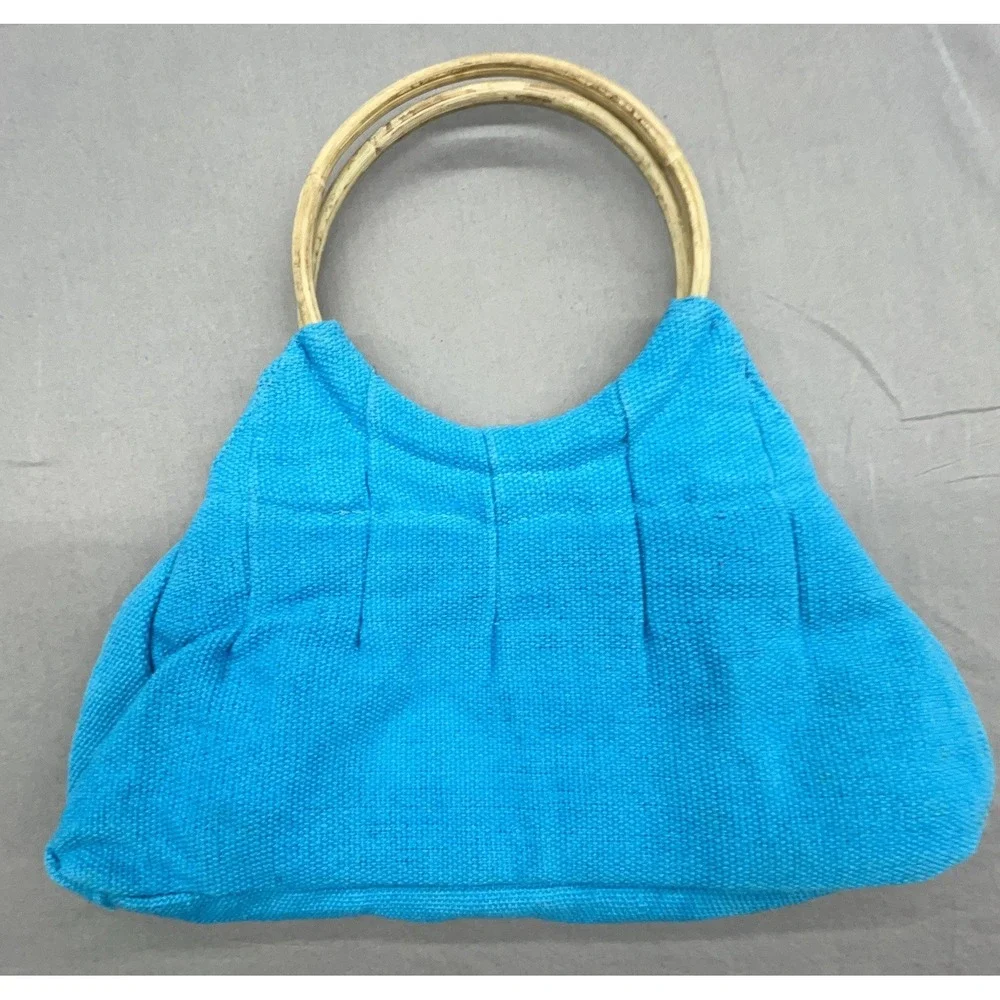 Rising Tide Purse Handbag Blue Cotton Snap Nepal Boho Whimsy Coastal‎ Beachy